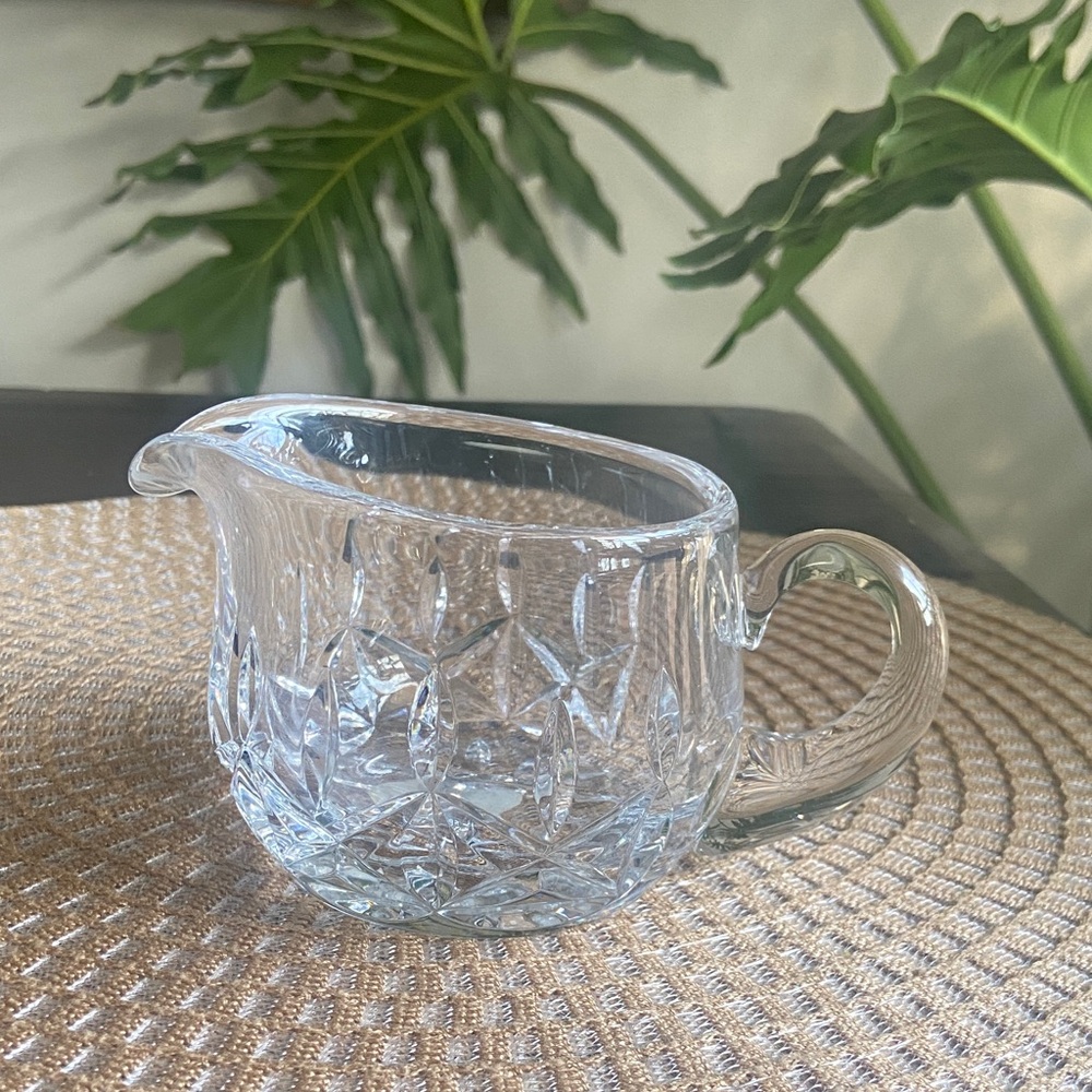 Full Block lead Crystal hand blown glass creamer. Crafted in Poland